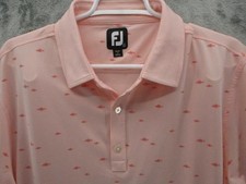 FootJoy Polo Shirt Mens Large Pink Fish Golf Performance Stretch ARC Logo