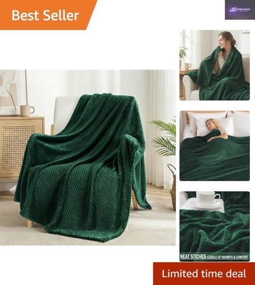 Leichte Waffelstrukturdecke - extra großes Waldgrün für Couch & Bett