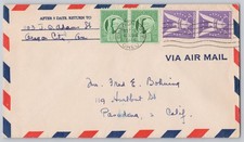 Pasadena, CA Airmail cover Fred Bohning, 23c 'Win the War' +21c