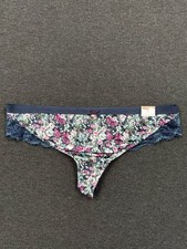Cacique No-Show Lace-Back Thong In Impressionist Floral Size 22/24 NWT