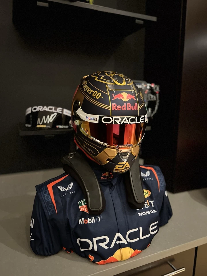 Max Verstappen 2023 World Champ Red Bull F1 Helmet & Figure 1:1 w/Signed Visor - Image 2 of 4