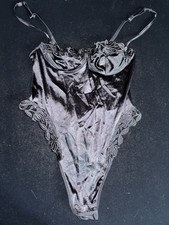 Vintage Victoria s Secret Second Skin Satin Black Sissy Teddy 34B