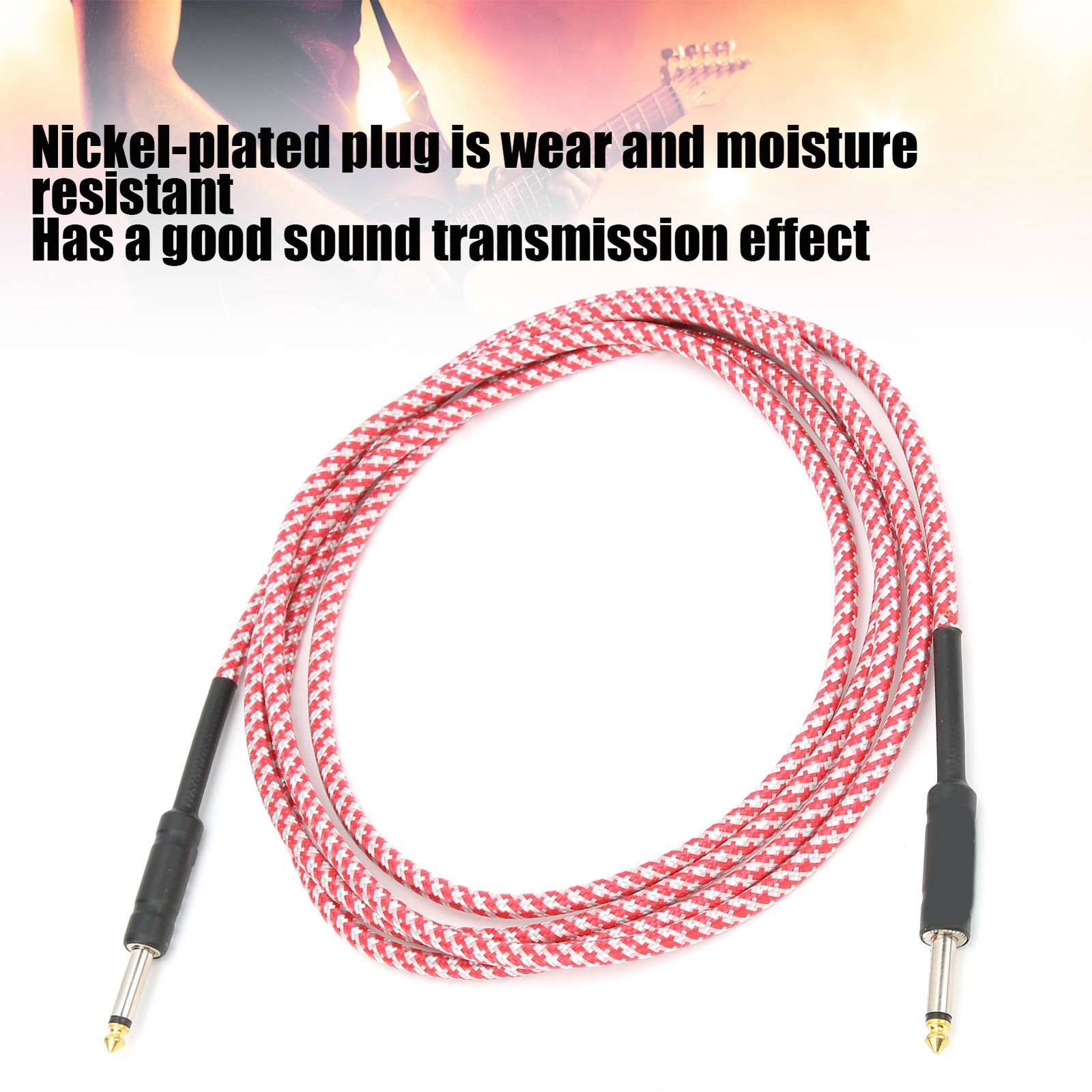Guitar Cable Braided Shield NickelPlated Plug Audio Cord Electronic Musical Inst