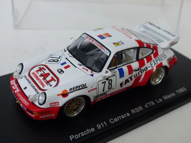 Porsche 911 964 Carrera RSR Spark 1:43 voiture miniature des 24H du Mans 1993 numérotée 78