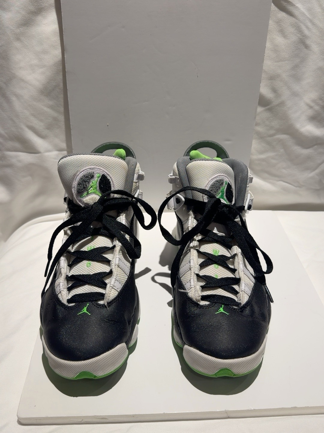 Nike Air Jordan 6 Rings GS Black Green White Size 7Y 323419-130 Sneakers