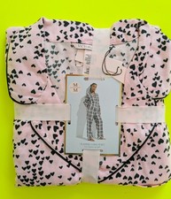 Victoria's Secret Pink Flannel Small Hearts Pajamas PJ Set Size M Regular