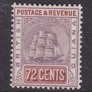 BRITISH GUIANA ^^^^^1889   sc#108   hinged  72c CLASSIC( Ship) @xxxdco3795guya