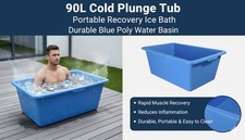 90L Cold Plunge Tub - Portable Recovery Ice Bath - Durable Blue Poly Water Basin