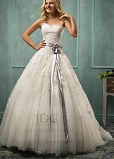 Luxurious Corset Lace Wedding Dress Lace Up Custom Made Waistband 32-60