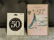 Clinton’s 50th Birthday Card and Foil Balloon for Helium Balloons New Sealed