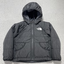 The North Face Puffer Jacket Kids Size 2 Black Hooded Reversible Coat Insulated