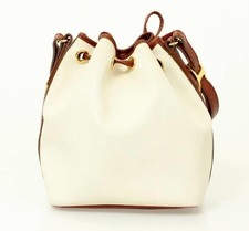 Bottega Veneta Cream Brown Vintage Marco PVC Bucket Bag Drawstring Crossbody