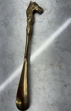 Vintage Brass Horse Head Shoe Horn 10" Equestrian Decor Solid Brass