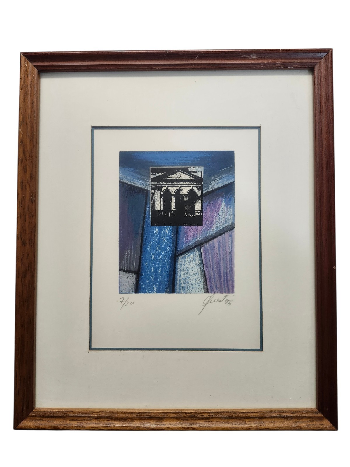 Original Cuban Etching Pablo Quert Alvarez 1995 Signed 7/20 Framed Artwork