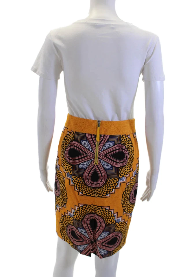 Falda lápiz Maeve Anthropologie para mujer negra geométrica mezcla de algodón talla 0 Foto 3 de 4