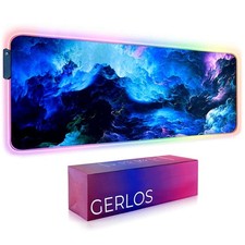 Gerlos RGB Large Gaming Mouse Pad, Extended Soft LED Mouse Pad, Non-Slip Rubber