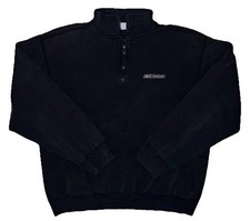 Vintage Y2k Mens Reebok Classic Logo 1/4 Zip Black Pullover Large