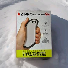Zippo HeatBank 9s Rechargeable Hand Warmer & Power Bank, 5200 mAh, 9 hrs, SILVER