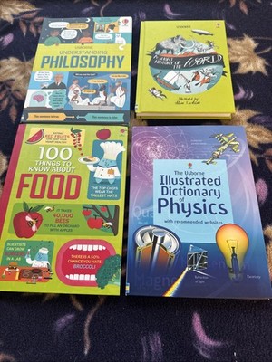 Usborne Book Lot 4 (physics, History, Food, Philosophy) New With  Imperfections