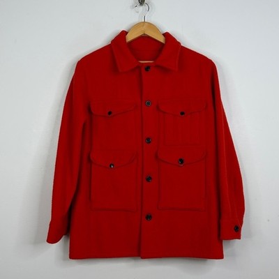 Vintage Hudson Bay Mackinaw Jacket Mens Medium Red Wool Field Chore Coat Canada
