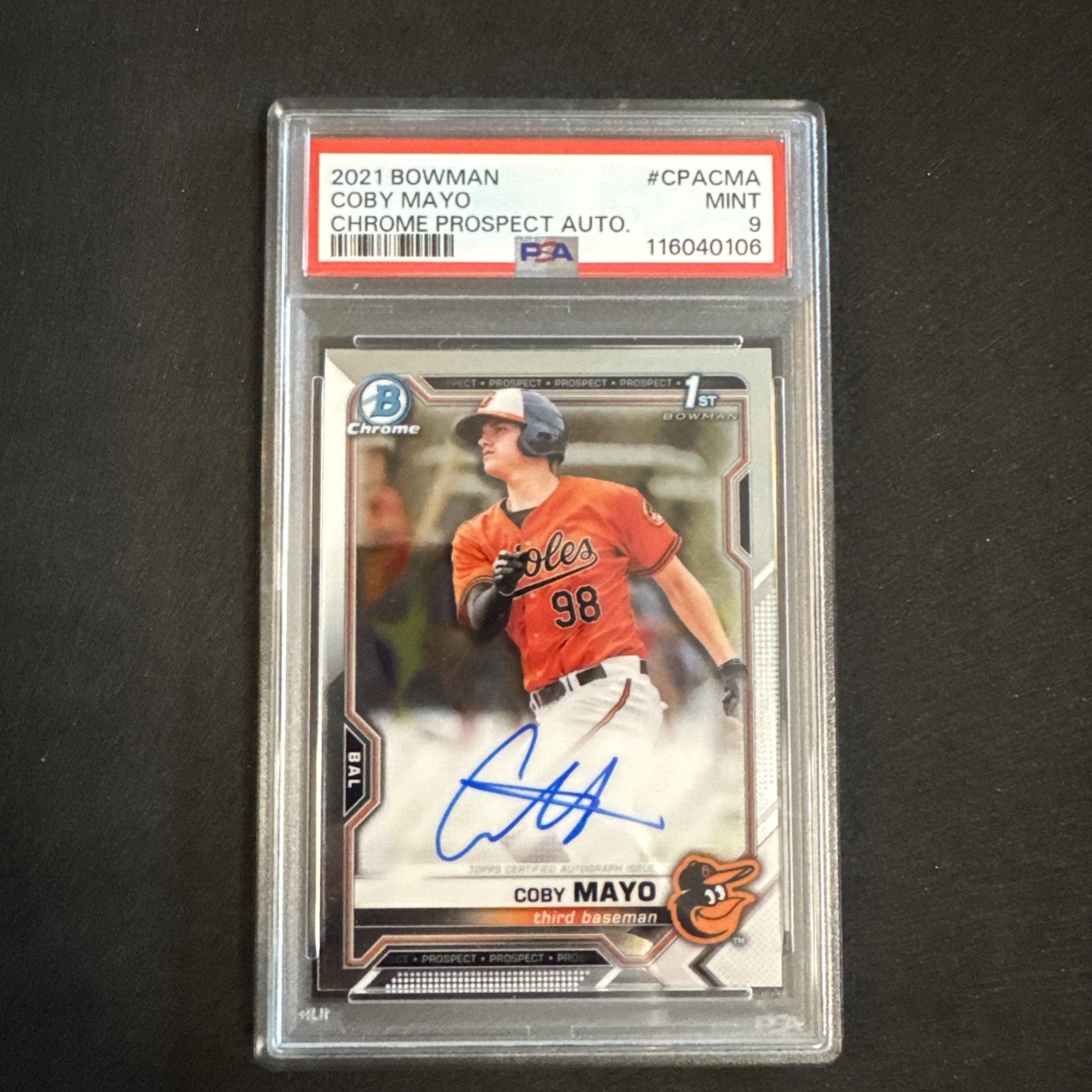 2021 Bowman Chrome Coby Mayo 1st Auto - PSA 9 Mint