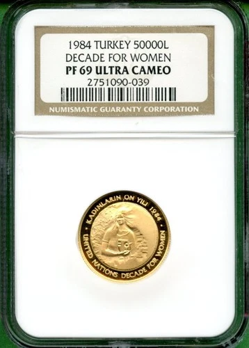 TURKEY   1984   5000L GOLD 0.2063 OZ   NGC PF 69 ULTRA CAMEO   800 MINTED   RARE