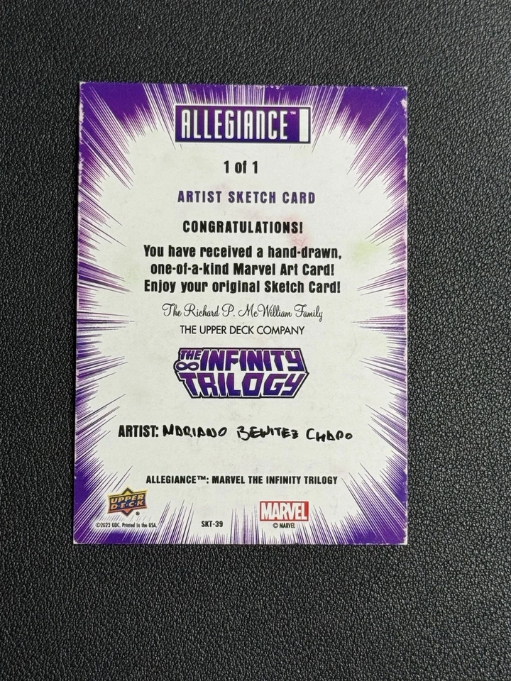 2023 Upper Deck Marvel Allegiance Daredevil 1/1 Sketch – UD COA Benitez Chapo - Image 2 of 4