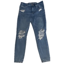 American Eagle Outfitters High-Rise Slim Distressed Stretch Blue Denim Jeans