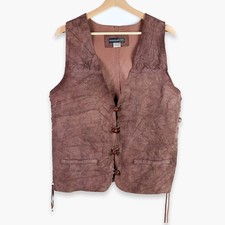 Harold's Genuine Leather Suede Western Vest Brown Mens S