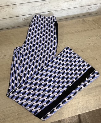 Anthropologie Maeve Ponte Flare Pants Purple Black Women Geometric Knit Small