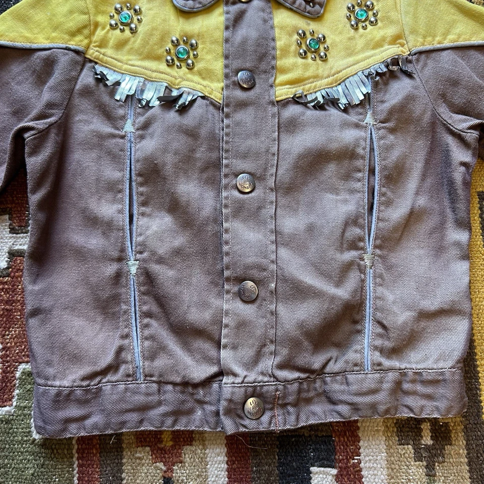 Vintage 1950s Lil Hombre Boys/Baby Cotton Western Cowboy Jacket - Yellow - Image 3 of 4