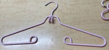 Set Of 6 Vintage Heavy Duty Wire Metal Hangers Baby Pink Coated W/ Hook