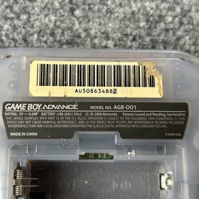 Game Boy Advance Handheld System Nintendo GBA Glacier AGB-001 Tested Working