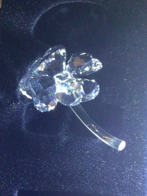 Swarovski Crystal Four Leaf Clover Figurine with Box Retired Good Luck Flower...