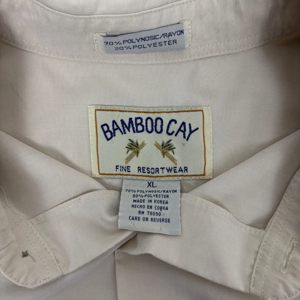Camisa Hawaiana Bamboo Cay Para Hombre XL Extra Grande Bordada Manga Corta Abotonada Foto 4 de 4