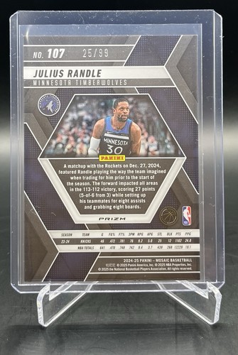 2024-25 Panini Mosaic Julius Randle Purple Mosaic 25/99 #107 - Picture 2 of 2