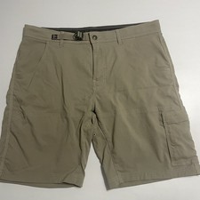 PrAna Shorts Mens 38x10 Zion Cargo Belted Nylon Stretch Hiking Gray Olive