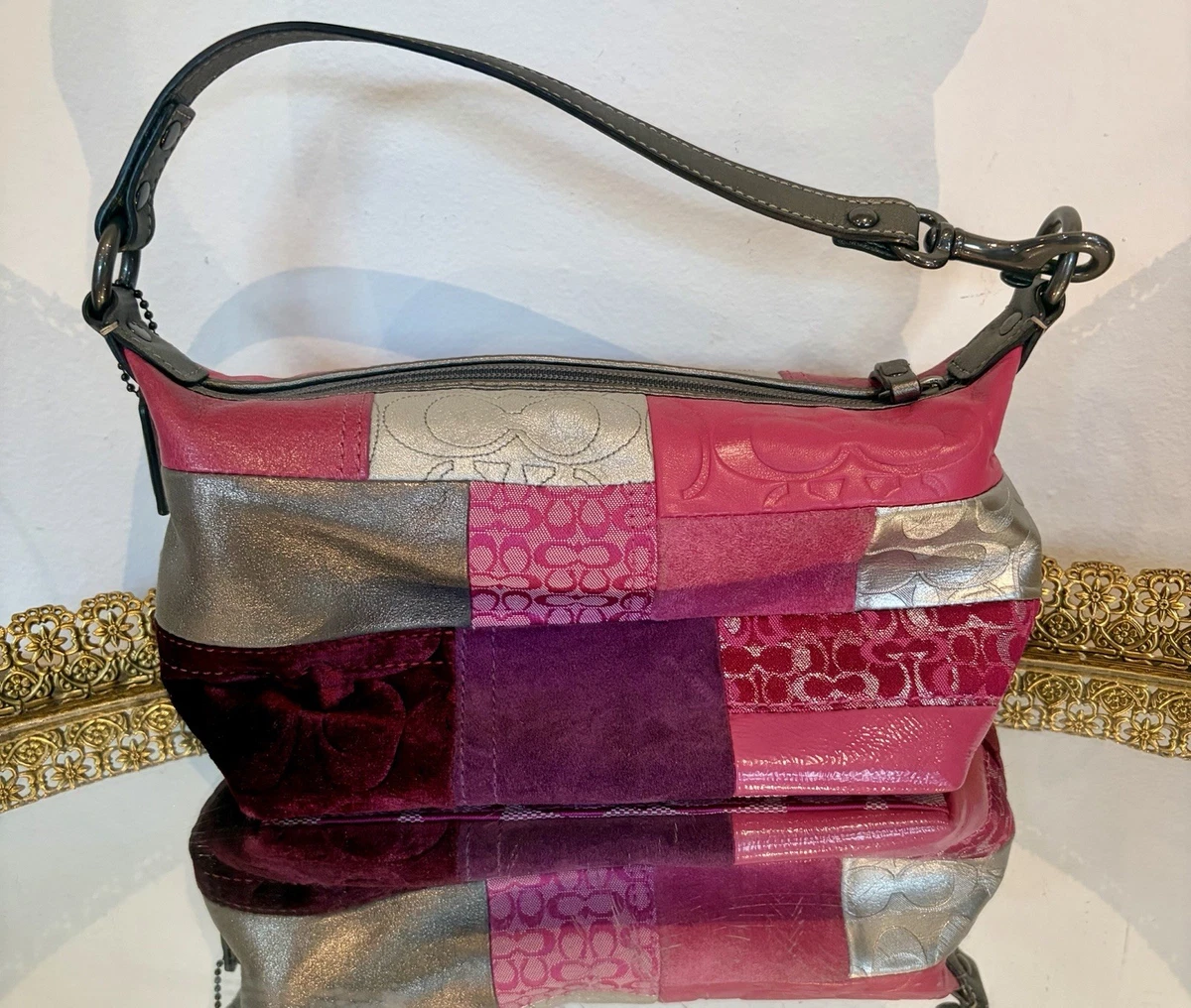Coach Patchwork Zip Suede Exterior Bags & Handbags for Women for