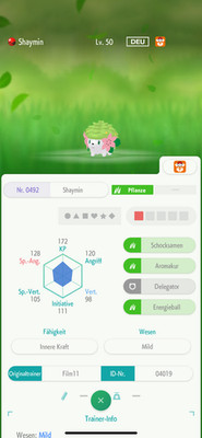  Pokemon Shaymin  Event  2009 Deutsch - Pokemon Home - Diamant/Perl 