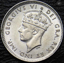 1943 Newfoundland 5C George VI Die Clashe Error UNC