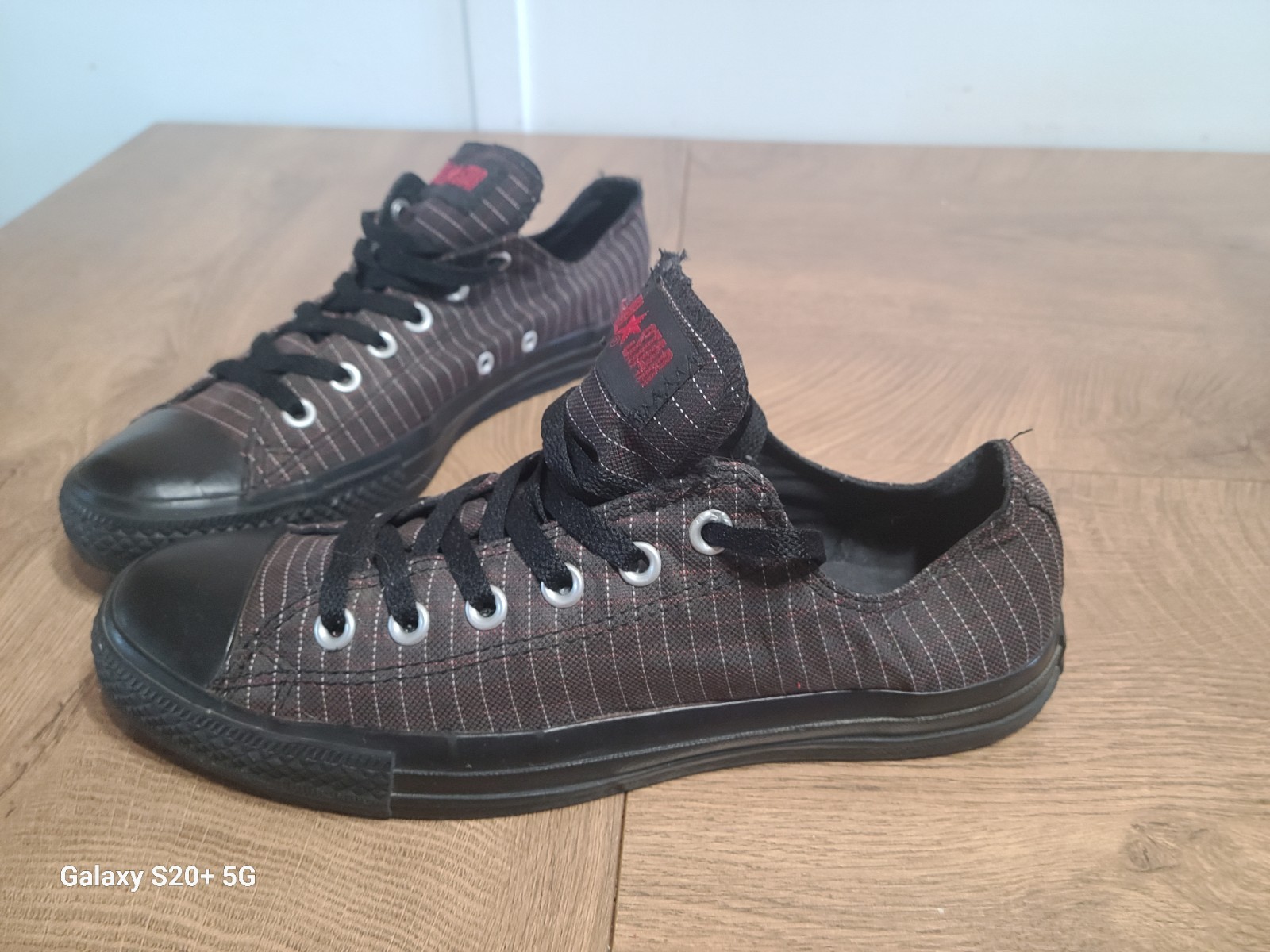 Converse Chuck Taylor all stars brown/red logo men's size 8 Vintage Plaid Stripe thumbnail 3