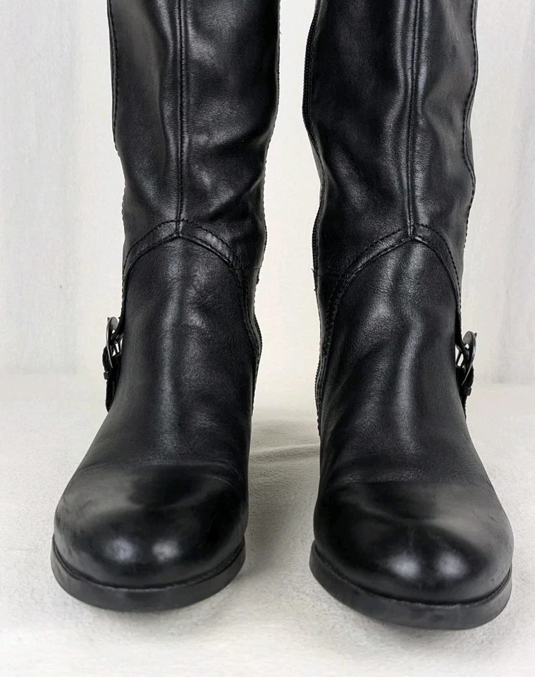 Botas Audrey Brooke Talla 8 M Negras Hasta la Rodilla Cuero Cremallera Foto 4 de 4