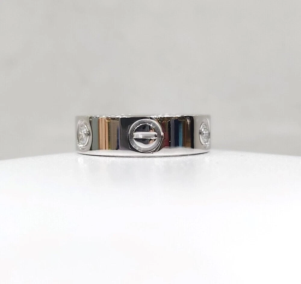 Anello Cartier oro bianco diamanti 3P fascia amore 51 B4032500 140784135