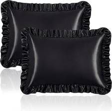 Black Ruffle Satin Pillowcase Set of 2, Queen