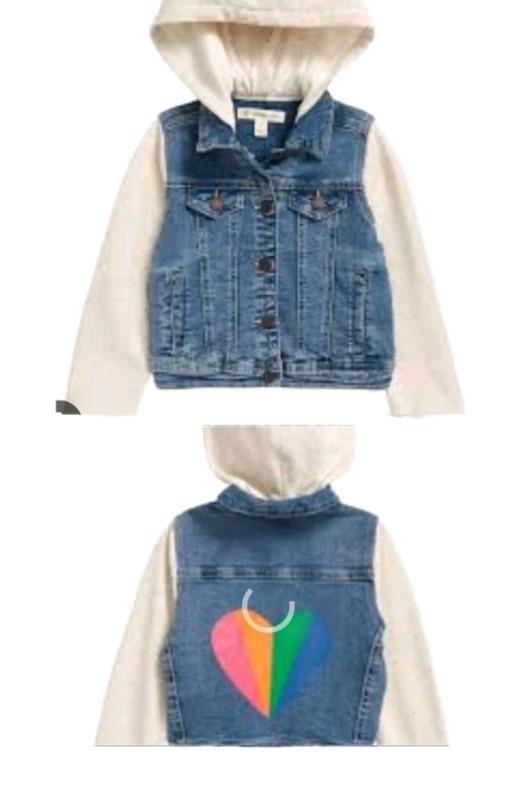 $55 NEW Tucker And Tate Jean Jacket 4t Hooded Heart Rainbow Vintage Wash 
