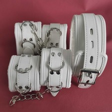 BDSM Bondage Handcuffs Ankle Cuffs Neck Collar Set Restraint Games for Couple US