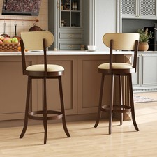 77cm Bar Height Chairs Set of 2 Swivel High Barstool w/ Padded Seat