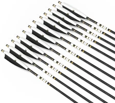 31.5'' 12 Mix Carbon Arrows with Black & White Feathers for Recurve Bow