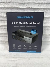 GRAUGEAR 5.25 Inch 10Gbps USB 3.2 PC Front Panel Card Reader with Audio Black 