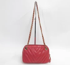 CHANEL V Stitch Leather Double Chain Shoulder Bag #43751